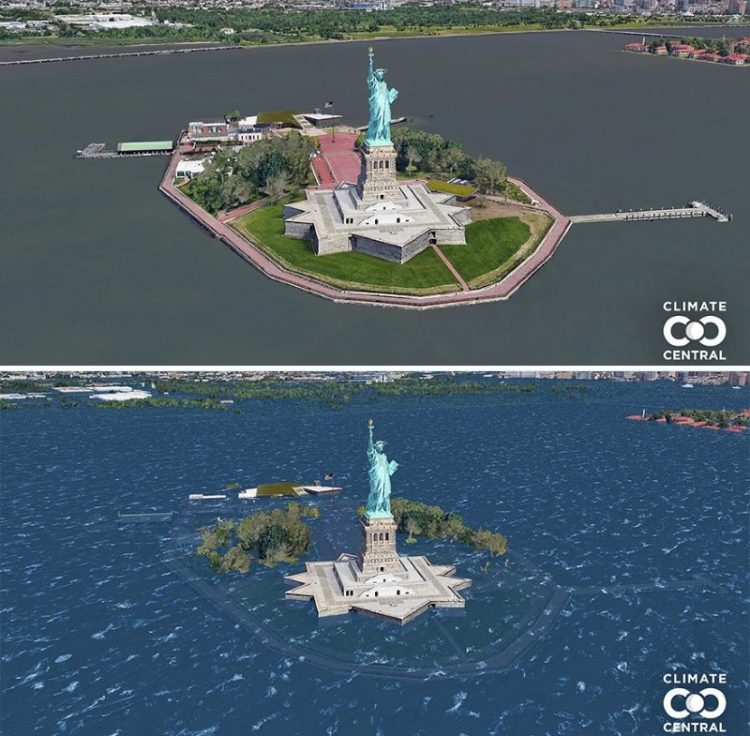 США Нью-Йорк Национальный памятник Статуя Свободы_глобальное потепление климата